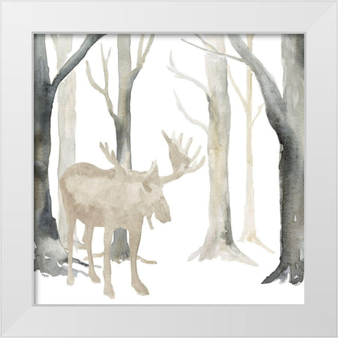 Winter Forest Moose White Modern Wood Framed Art Print by Reed, Tara