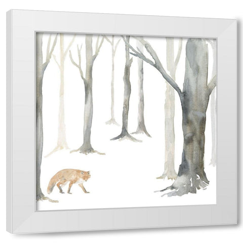 Winter Forest Fox White Modern Wood Framed Art Print by Reed, Tara