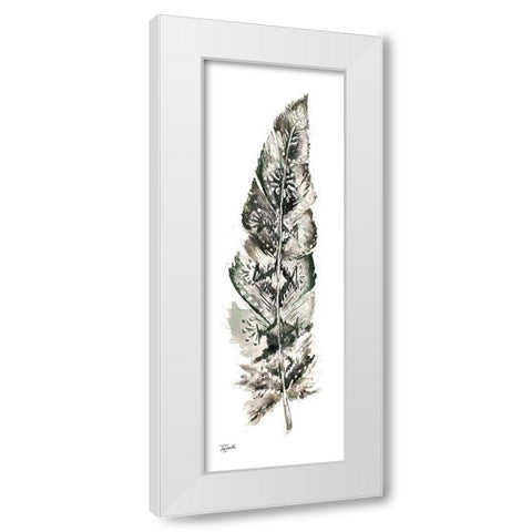 Tribal Feather Neutral Panel I White Modern Wood Framed Art Print by Tre Sorelle Studios