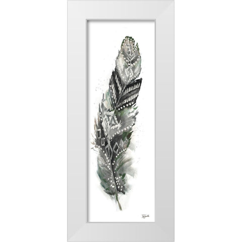 Tribal Feather Neutral Panel II White Modern Wood Framed Art Print by Tre Sorelle Studios