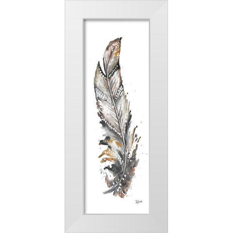 Tribal Feather Neutral Panel III White Modern Wood Framed Art Print by Tre Sorelle Studios