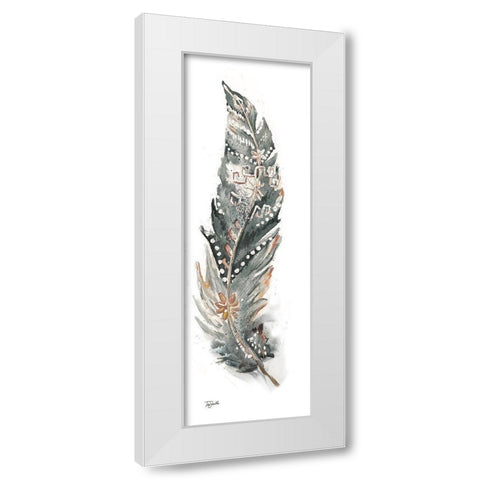 Tribal Feather Neutral Panel IV White Modern Wood Framed Art Print by Tre Sorelle Studios