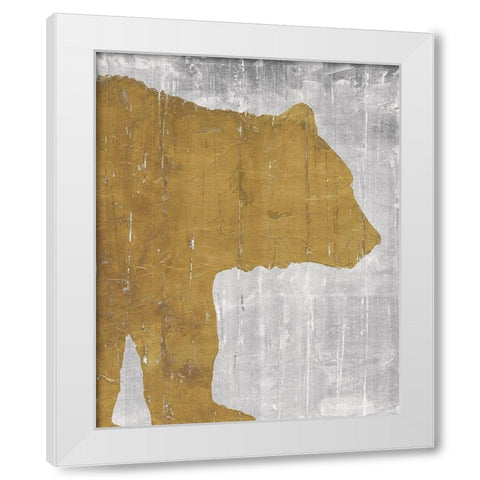 Rustic Lodge Animals Bear on Grey White Modern Wood Framed Art Print by Cusson, Marie Elaine
