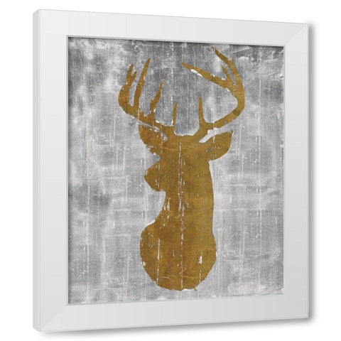 Rustic Lodge Animals Deer Head on Grey White Modern Wood Framed Art Print by Cusson, Marie Elaine