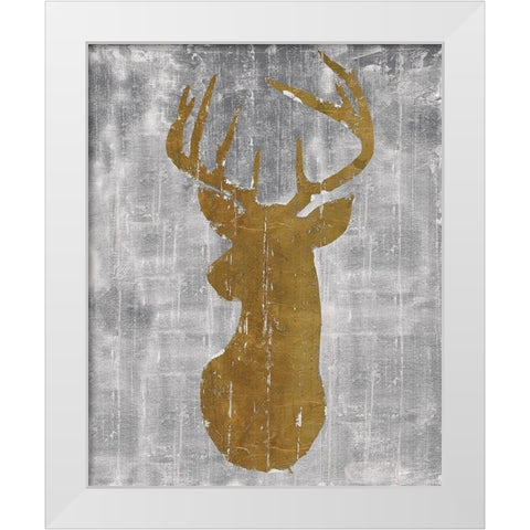 Rustic Lodge Animals Deer Head on Grey White Modern Wood Framed Art Print by Cusson, Marie Elaine