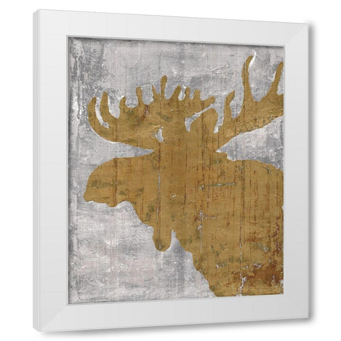 Rustic Lodge Animals Moose on Grey White Modern Wood Framed Art Print by Cusson, Marie Elaine