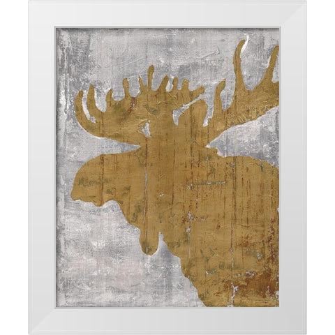 Rustic Lodge Animals Moose on Grey White Modern Wood Framed Art Print by Cusson, Marie Elaine
