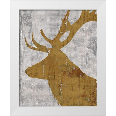 Rustic Lodge Animals Deer on Grey White Modern Wood Framed Art Print by Cusson, Marie Elaine