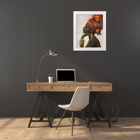 Portrait of a Woman II (gold bracelets) White Modern Wood Framed Art Print by Cusson, Marie Elaine