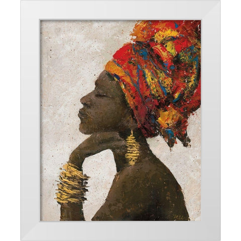Portrait of a Woman II (gold bracelets) White Modern Wood Framed Art Print by Cusson, Marie Elaine