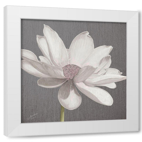 Vintage Lotus on Grey I White Modern Wood Framed Art Print by Cusson, Marie Elaine