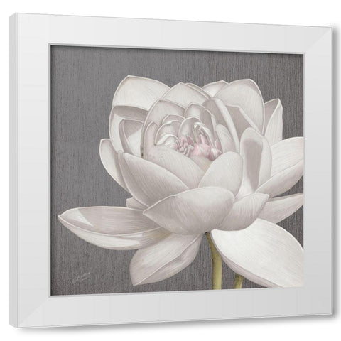 Vintage Lotus on Grey II White Modern Wood Framed Art Print by Cusson, Marie Elaine