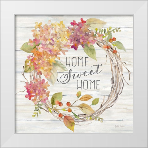 Farmhouse Hydrangea Wreath Spice I Home White Modern Wood Framed Art Print by Coulter, Cynthia