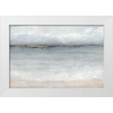 Serene Sea Grey Gold Landscape White Modern Wood Framed Art Print by Coulter, Cynthia