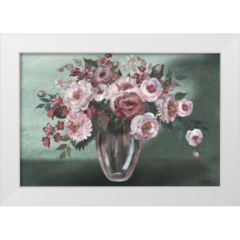 Romantic Moody Florals Landscape White Modern Wood Framed Art Print by Tre Sorelle Studios