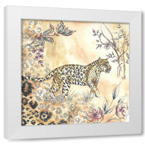 Leopard on neutral II White Modern Wood Framed Art Print by Tre Sorelle Studios