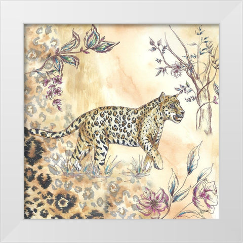 Leopard on neutral II White Modern Wood Framed Art Print by Tre Sorelle Studios