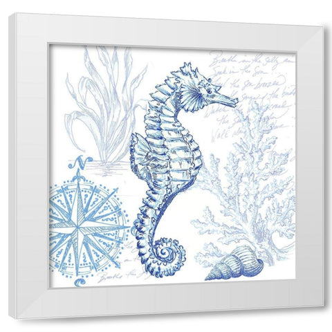 Coastal Sketchbook Sea Horse White Modern Wood Framed Art Print by Tre Sorelle Studios