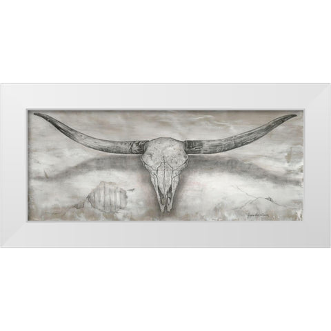 Longhorn II White Modern Wood Framed Art Print by Cusson, Marie Elaine