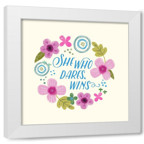 Fierce Girl Pink II White Modern Wood Framed Art Print by Noonday Design