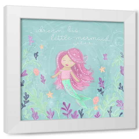 Mermaid and Octopus I White Modern Wood Framed Art Print by Hartworks