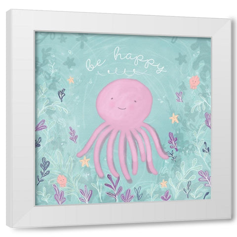 Mermaid and Octopus II White Modern Wood Framed Art Print by Hartworks
