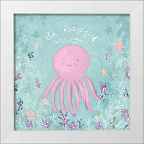 Mermaid and Octopus II White Modern Wood Framed Art Print by Hartworks