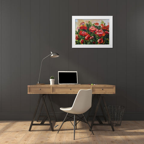 Red Poppies Garden White Modern Wood Framed Art Print by Chapman, Marcy