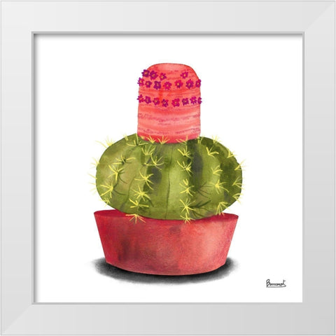 Cactus Flowers IV White Modern Wood Framed Art Print by Bannarot