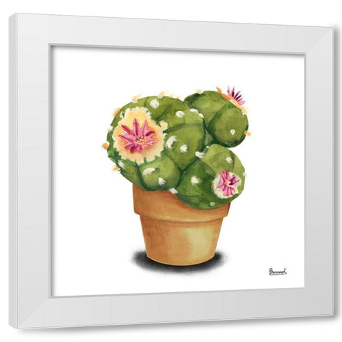 Cactus Flowers VII White Modern Wood Framed Art Print by Bannarot