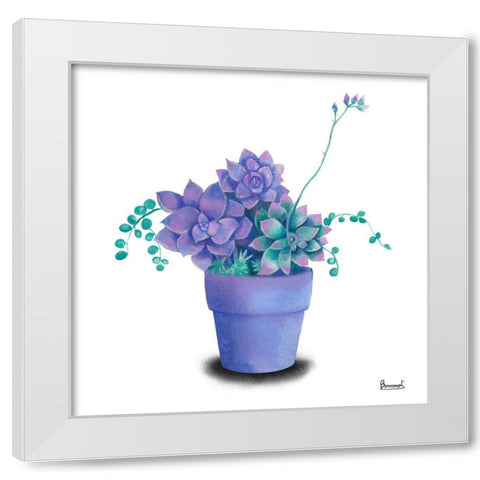 Turquoise Succulents II White Modern Wood Framed Art Print by Bannarot