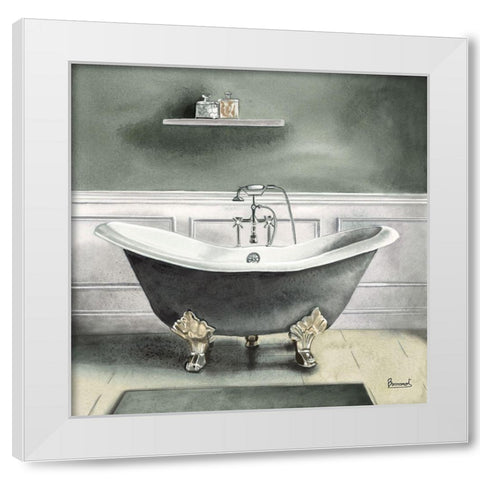Smoky Gray Bath I White Modern Wood Framed Art Print by Bannarot