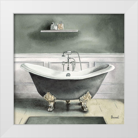 Smoky Gray Bath I White Modern Wood Framed Art Print by Bannarot