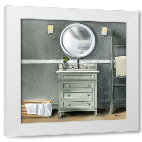 Smoky Gray Bath II White Modern Wood Framed Art Print by Bannarot