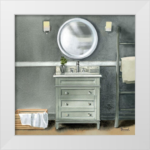 Smoky Gray Bath II White Modern Wood Framed Art Print by Bannarot