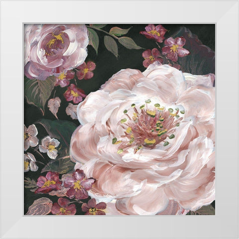 Romantic Moody Florals on Black III White Modern Wood Framed Art Print by Tre Sorelle Studios