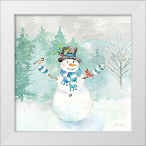 Let it Snow Blue Snowman I White Modern Wood Framed Art Print by Coulter, Cynthia