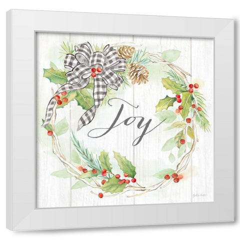 Holiday Gingham Wreath II White Modern Wood Framed Art Print by Coulter, Cynthia