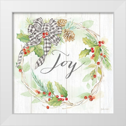 Holiday Gingham Wreath II White Modern Wood Framed Art Print by Coulter, Cynthia