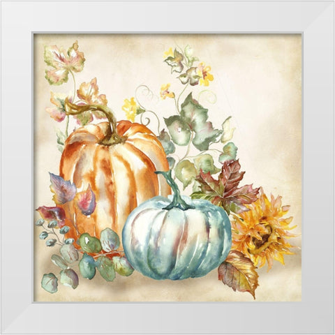 Watercolor Harvest Pumpkin I White Modern Wood Framed Art Print by Tre Sorelle Studios