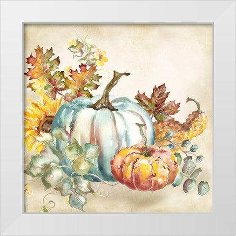 Watercolor Harvest Pumpkin III White Modern Wood Framed Art Print by Tre Sorelle Studios