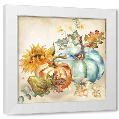 Watercolor Harvest Pumpkin IV White Modern Wood Framed Art Print by Tre Sorelle Studios