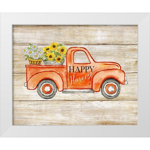 Happy Harvest I-Truck White Modern Wood Framed Art Print by Coulter, Cynthia