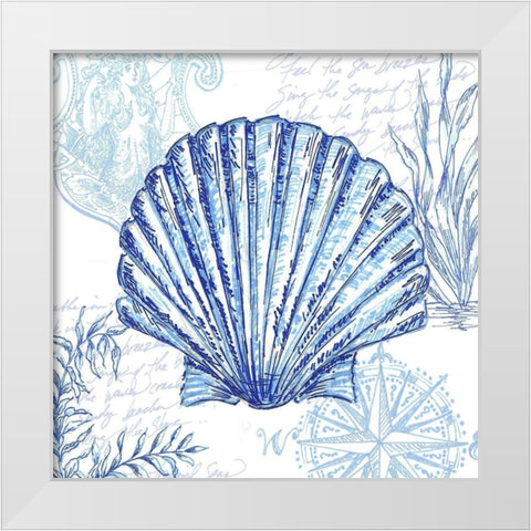 Coastal Sketchbook-Scallop  White Modern Wood Framed Art Print by Tre Sorelle Studios