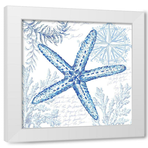 Coastal Sketchbook-Starfish  White Modern Wood Framed Art Print by Tre Sorelle Studios