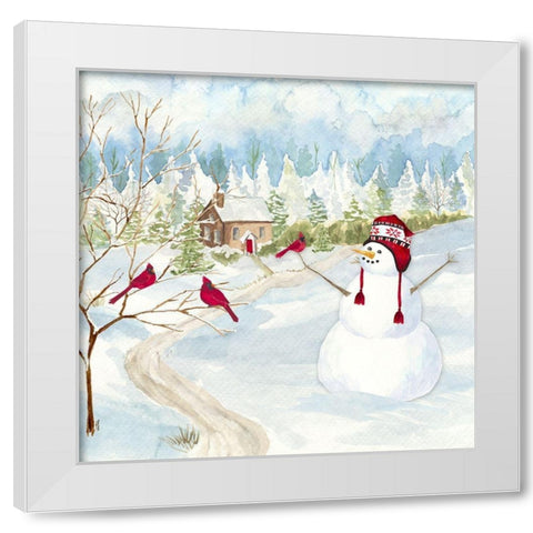 Snowman Christmas I White Modern Wood Framed Art Print by Reed, Tara