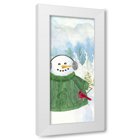 Snowman Christmas vertical I White Modern Wood Framed Art Print by Reed, Tara