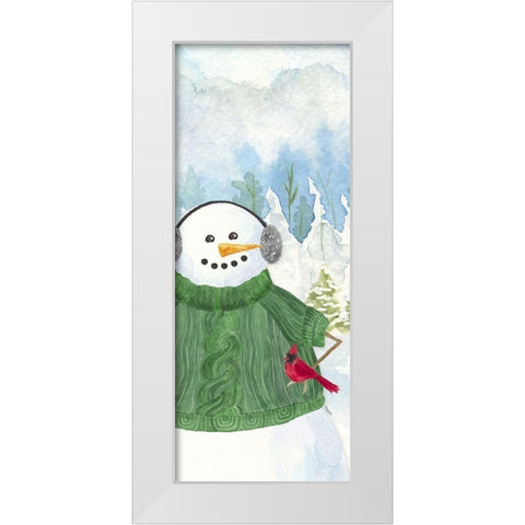 Snowman Christmas vertical I White Modern Wood Framed Art Print by Reed, Tara