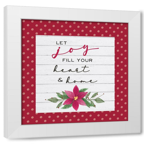 Cozy Christmas Dots II-Poinsettia White Modern Wood Framed Art Print by Hartworks