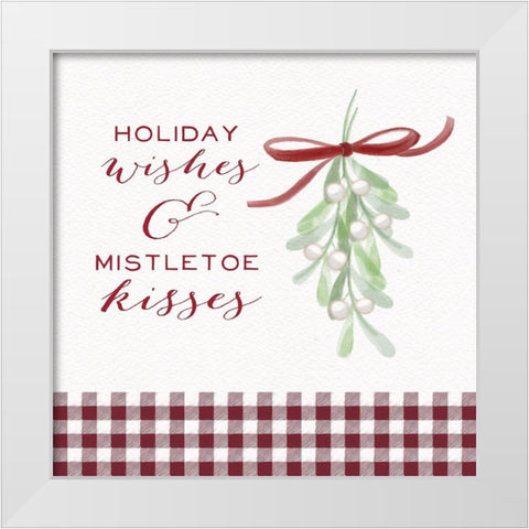 Cozy Christmas Gingham II White Modern Wood Framed Art Print by Hartworks